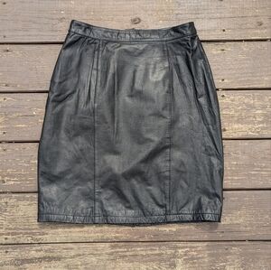 Vintage 90s Global I Bltck Leather Pencil Skirt G-III Leather